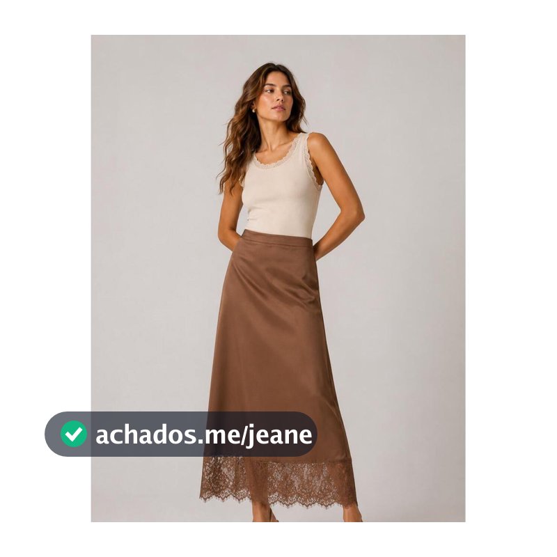 Saia Longa Acetinada Com Renda Salvatore