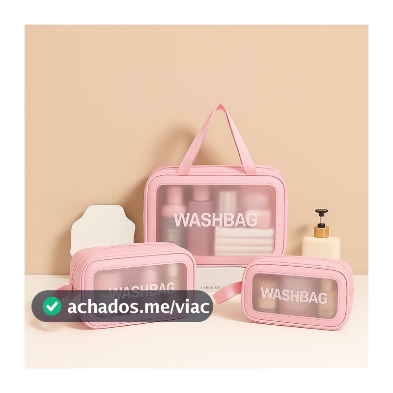 Kit 3 Necessaires impermeável Portátil Para Produtos De Higiene Pessoal MC04