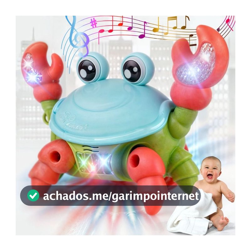 Brinquedo Caranguejo Fujão Musical Som Luz E Movimento Infantil Para Bebês