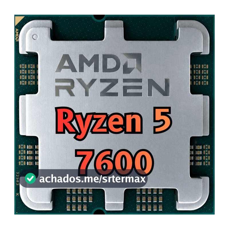 Processador AMD Ryzen 5 7600, 3.8GHz (5.1GHz Max Turbo), Cache 38MB, 6 Núcleos, 12 Threads, AM5, Com Vídeo Integrado