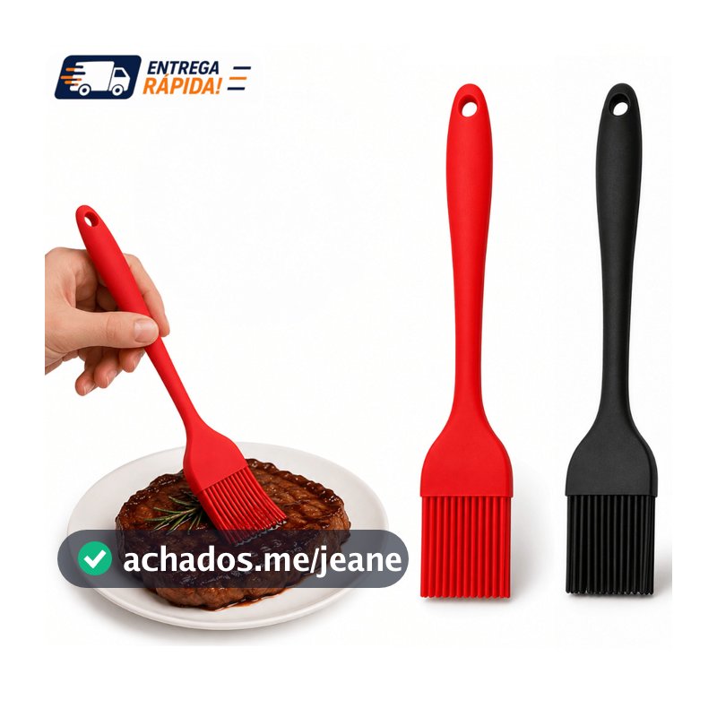 KIT 2 3 ou 4 Pincel Culinário de Silicone Untar Forma Churrasco Confeitaria Cozinha Antiaderente Preto Vermelho