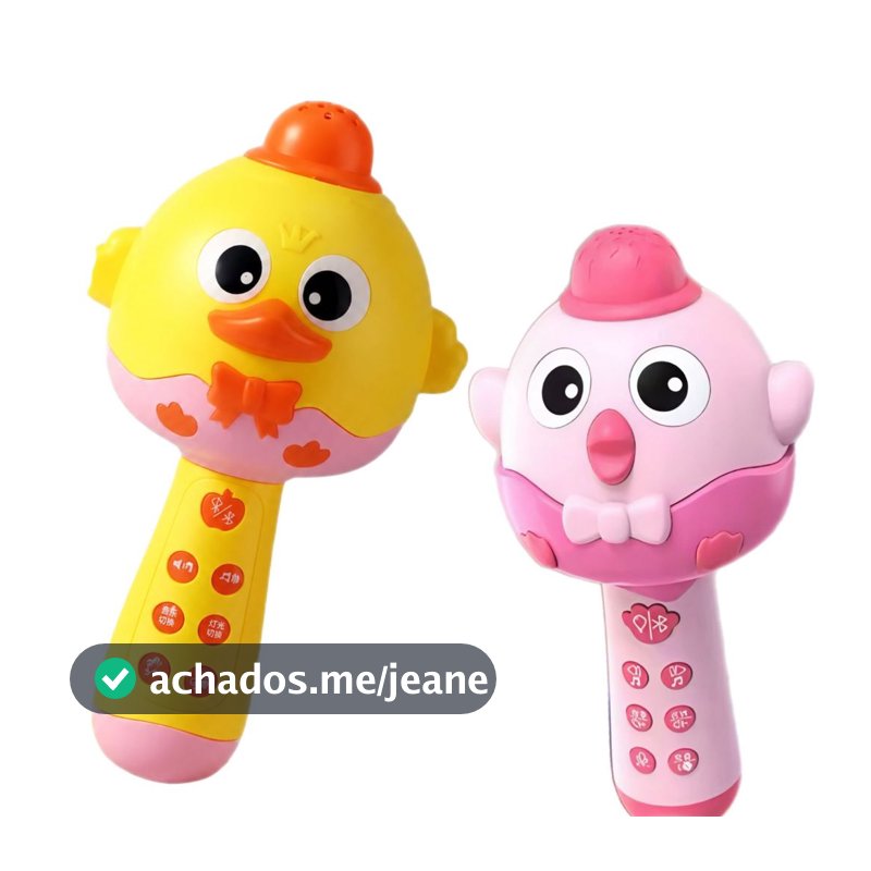 Microfone Infantil Com Luz Pintinho Microfone Karaokê Sem Fio Com Luzes E Sons