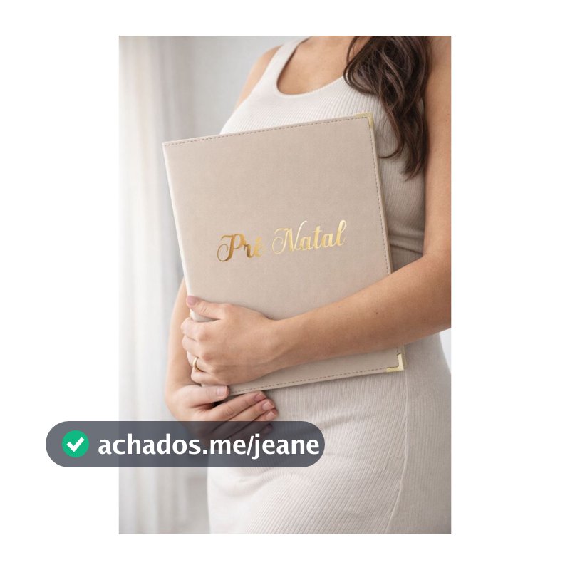 Porta Documentos da Gestante / Pasta catálogo / Documentos do bebê / Off White e Dourada