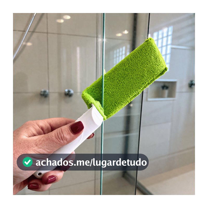 Limpa Vidros Frestas Vãos Fendas Box Janelas Blindex - 2 Luva Microfibra + SUPORTE REFORÇADO