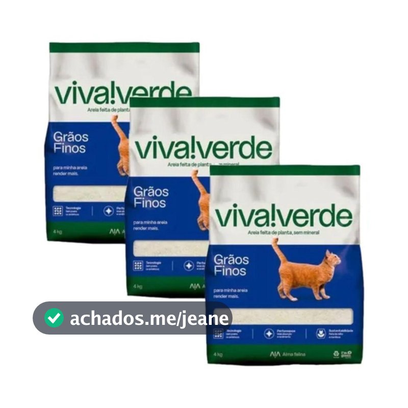 Kit 3 Areia Higiênica Para Gatos Grãos Finos Viva Verde 4kg