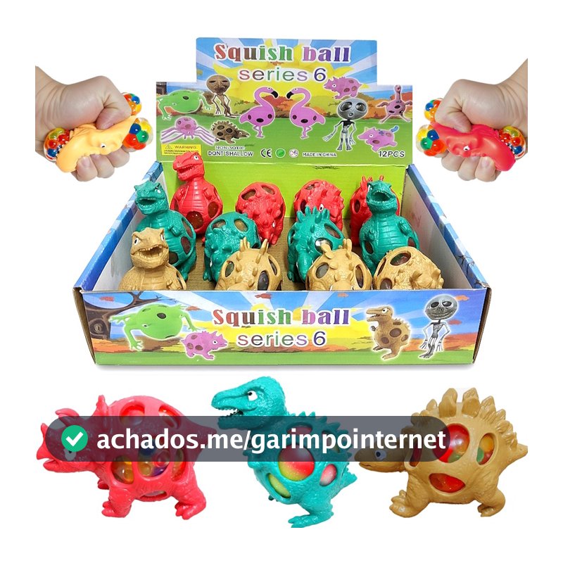 Display 24 Squishy Dinossauro de Apertar Brinquedo Anti Stress Festa Lembrancinha