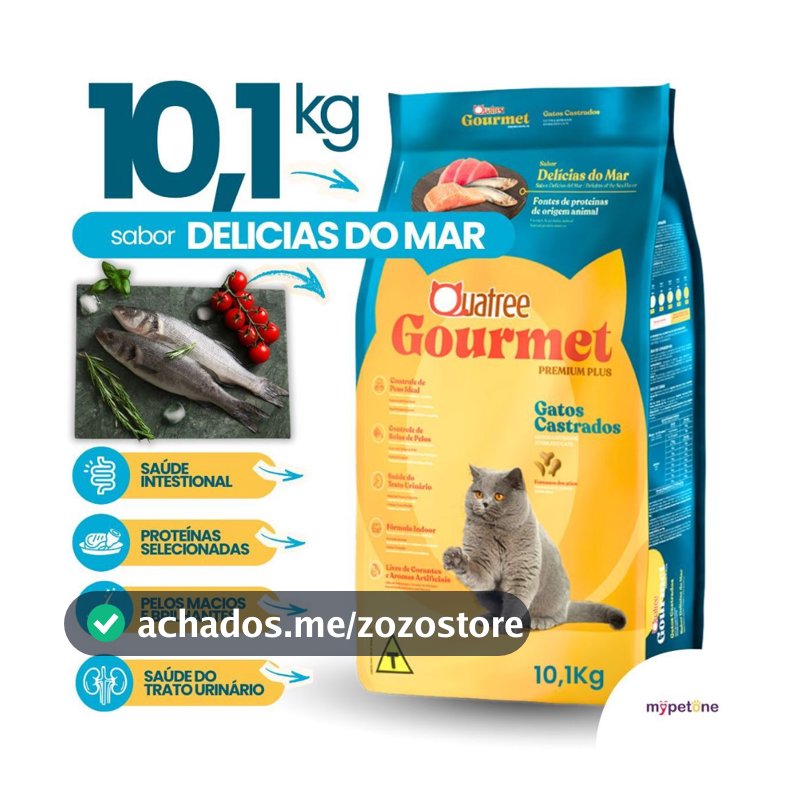 Ração Quatree Gourmet Gatos Castrados Delícias do Mar - 10,1Kg