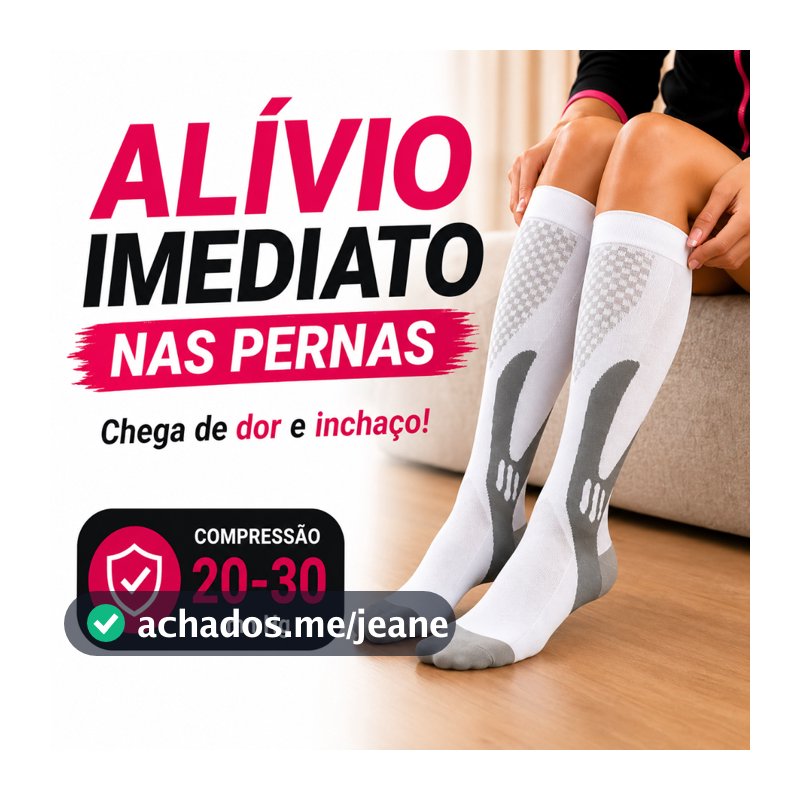 Meia de Compressão 3 Pares 20-30mmHg | Pernas Leves Sem Dor e Inchaço | Uso Diário Unissex