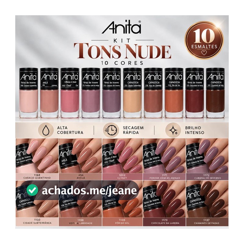 Anita Kit 10 Esmaltes Tons Nude Cores Clássicas Sofisticadas