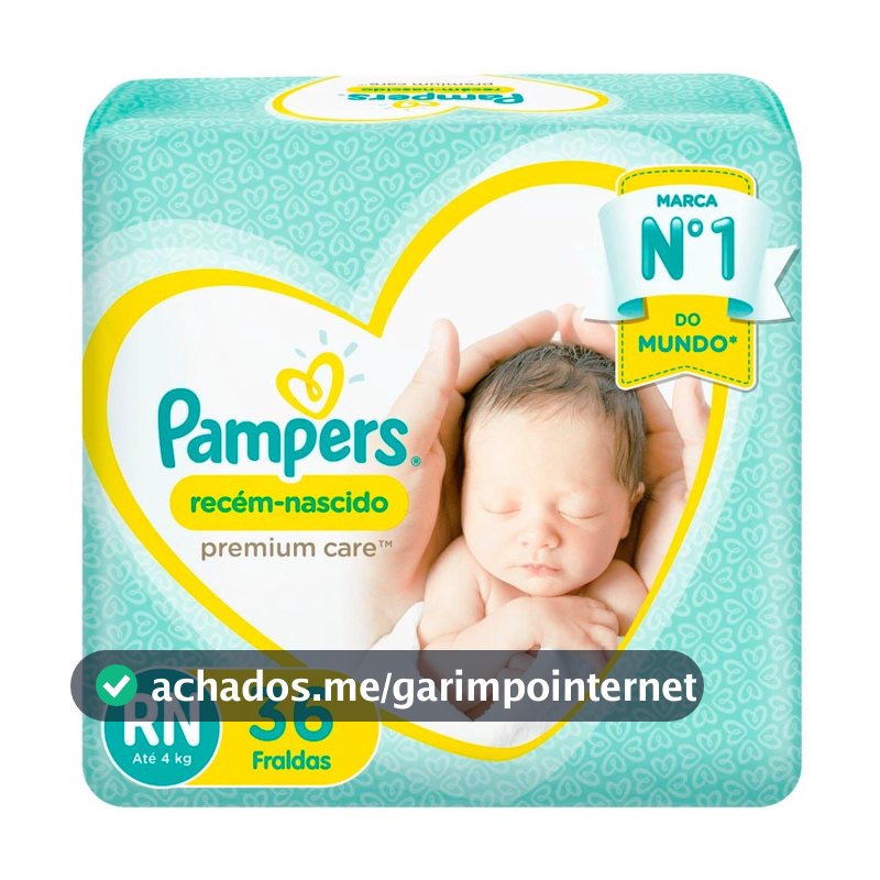 Fralda Pampers Recém Nascido Premium Care RN 36 Unidades Descartáveis