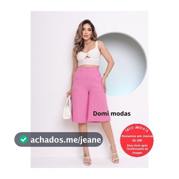 Domi modas Bermuda de Linho com bolso tendencia 2024 160