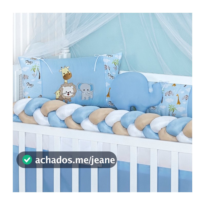 Kit 4 Peças Protetor Berço Completo Trança - Modelos Variados Padrão Normal e Americano