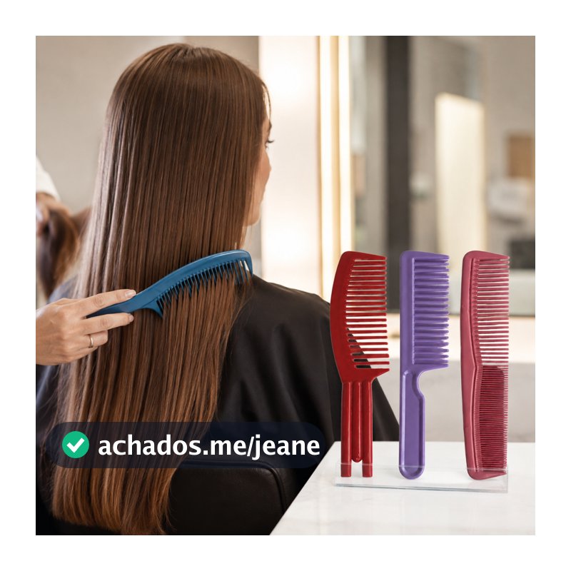 Pacote Com 4 Pentes Para Cabelo Liso Desembaraça Antifrizz  Kit Pente Capilar