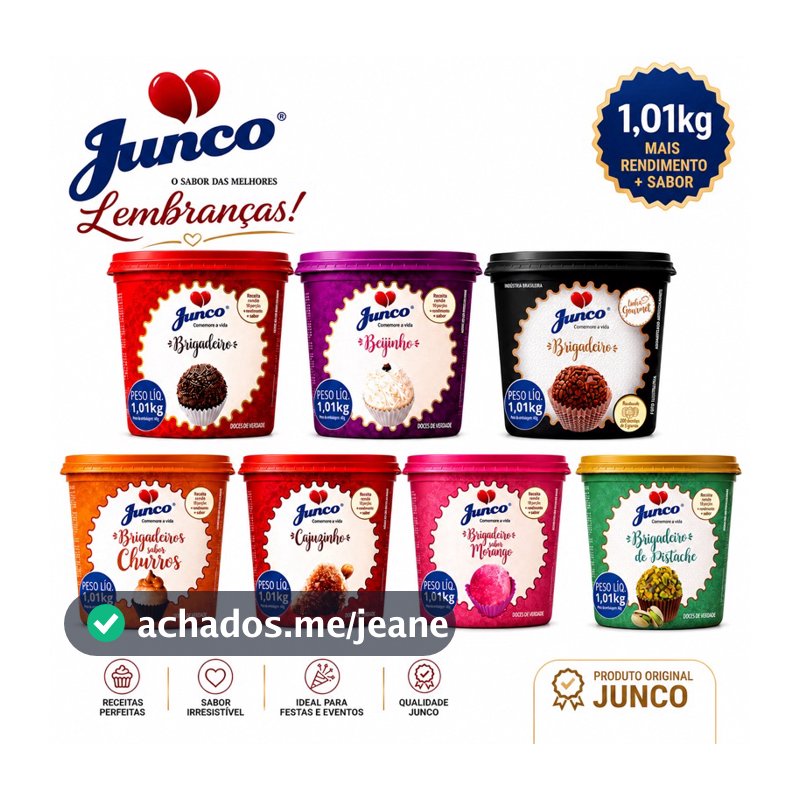 Doce Junco 1,01Kg 8 Sabores Brigadeiro Gourmet I Beijinho I Churros I Morango I Cajuzinho I Pistache