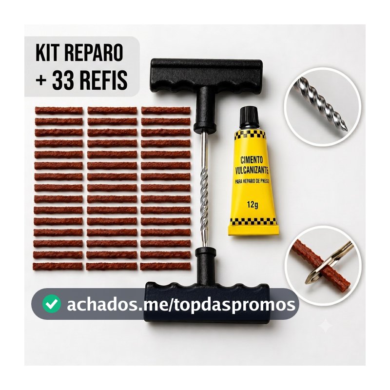 Kit Reparo De Pneu Sem Câmara Carro E Moto Com Refil Macarrão Borracheiro Completo | Envio Imediato