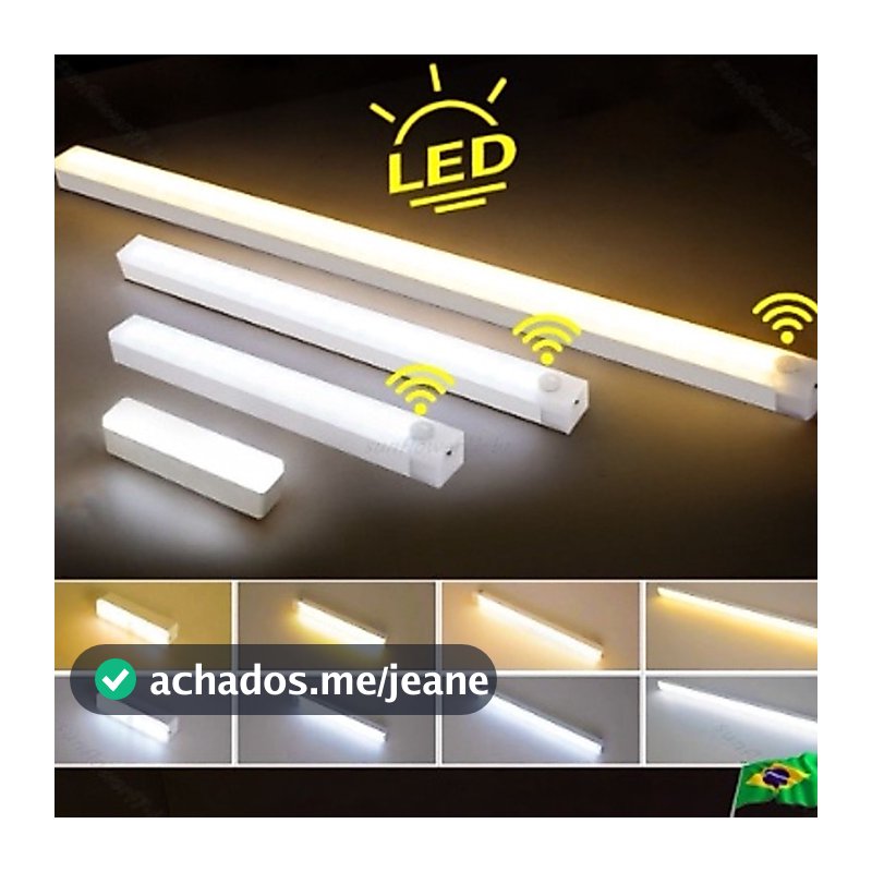 Lâmpada noturna LED com sensor sem fio USB recarregável cozinha guarda-roupa