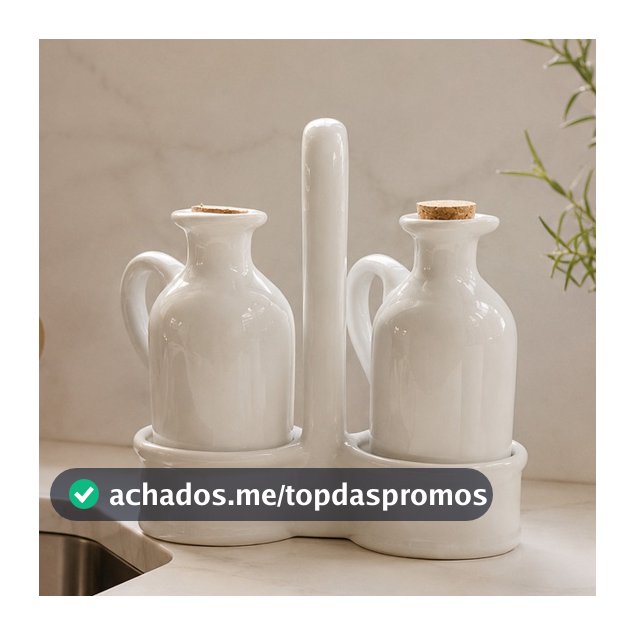Galheteiro Conjunto Porta Azeite Vinagre Cerâmica 3 Peças Mesa Posta Luxo