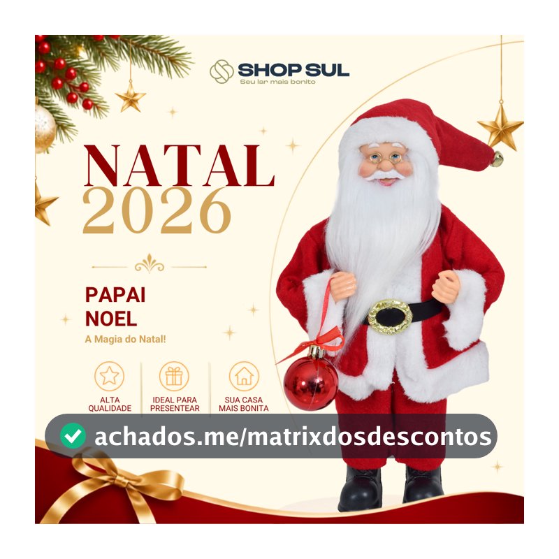 Papai Noel Decorativo em Tecido 30cm Decoração de Natal Shopsul