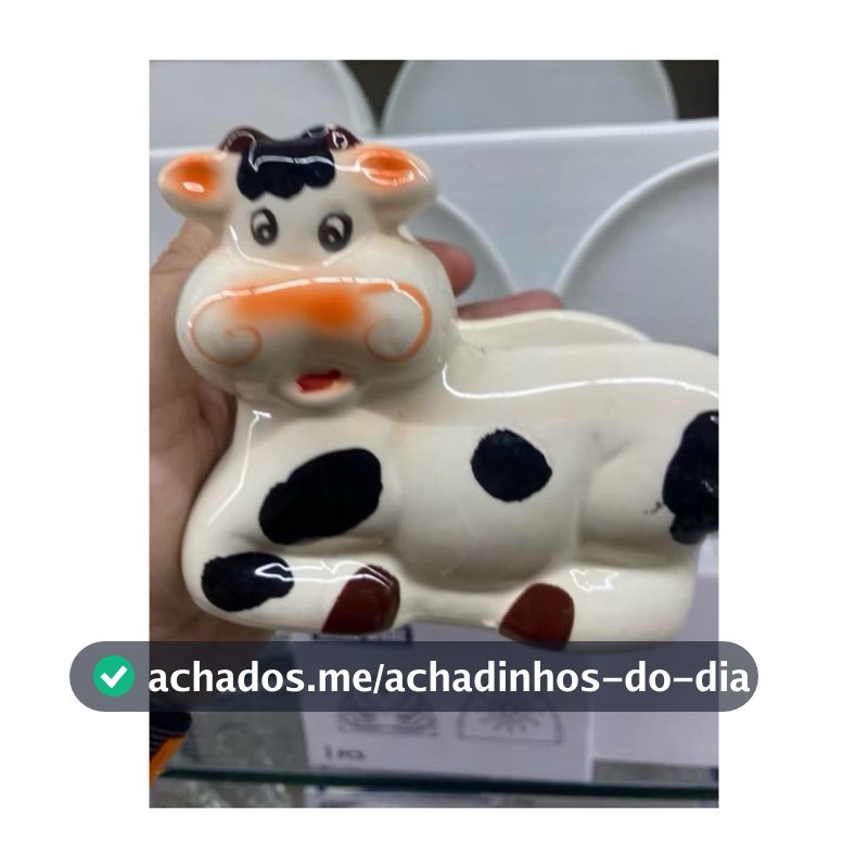 Porta guadanapo cerâmica vaca tamanho 16CM malhada deitada decoração mesa posta