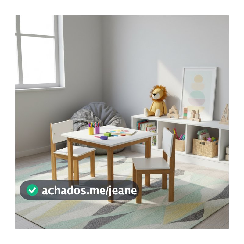 Kit Mesinha 2 Cadeirinhas Infantil Isa De Madeira Maciça Para Crianças Estudo Desenho Brinquedoteca