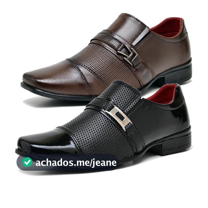 Kit 2 Pares De Sapato Social Masculino Oxford  Preto e Marrom com Fivela Elegante