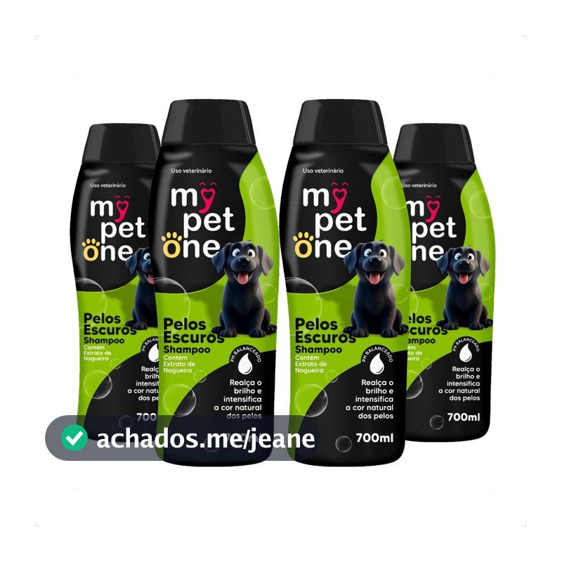 Kit 4 Shampoo Premium 700 mL Pêlos Escuros Mypetone Cães e Gatos