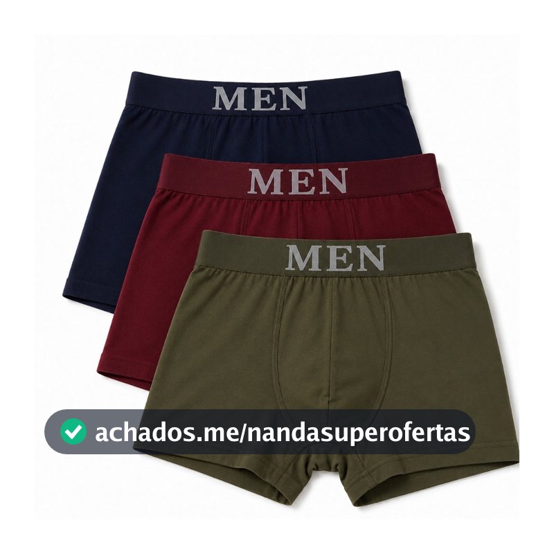 Kit 3 Cuecas Boxer masculinas, cuecas boxer com toque macio, cueca confortável, kit com 3 cuecas.