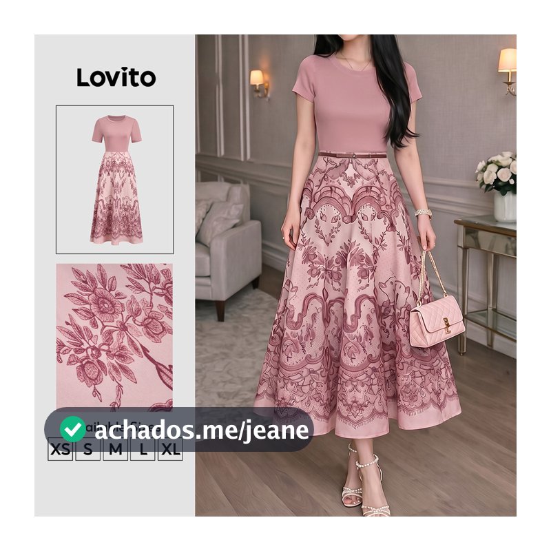 Lovito Vestido Boho Retrô Exquisito Para Primavera/verão Feminino DRK8P1D939