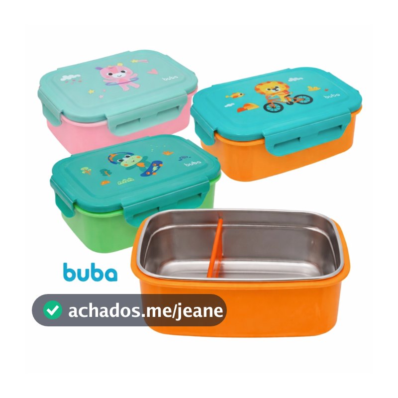Marmita Infantil Bento Box Buba Pote para Lanche Infantil Potinho com Divisória
