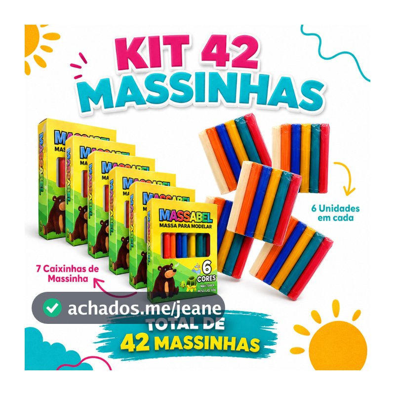 Kit 42 Unidades Massinha de Modelar Cores Diferentes Colorida Festa Lembrancinha Aniversario Prenda