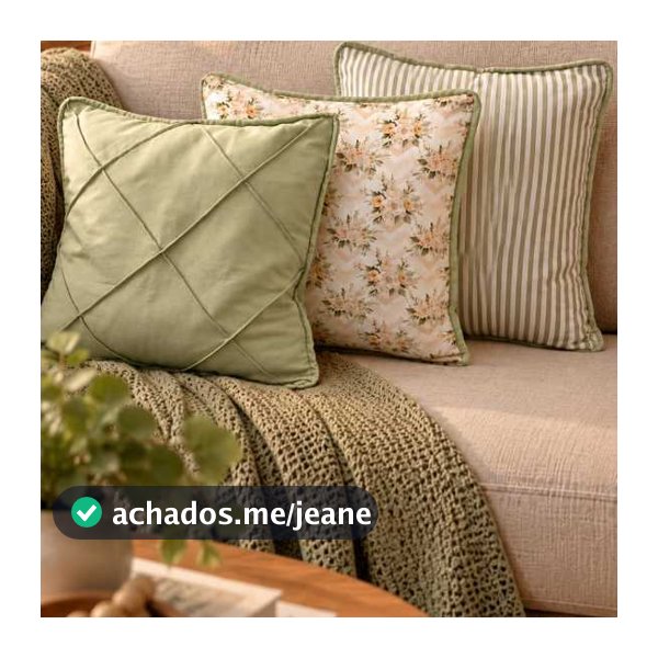 Capa De Almofada Verde Oliva Rústica Floral Listrada Com Debrum Várias Estampas 100% algodão
