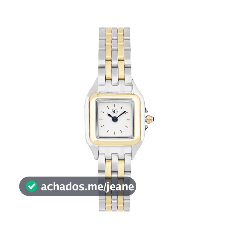 Relógio Feminino Prata e Dourado Saint Germain Boxy Bicolor Gold