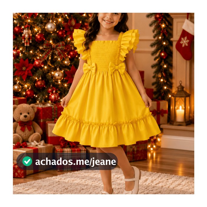 Vestido Infantil Menina Natal Natalino Ensaio Fotográfico Festa Fim de Ano Ano Novo Babado Roupa Infantil
