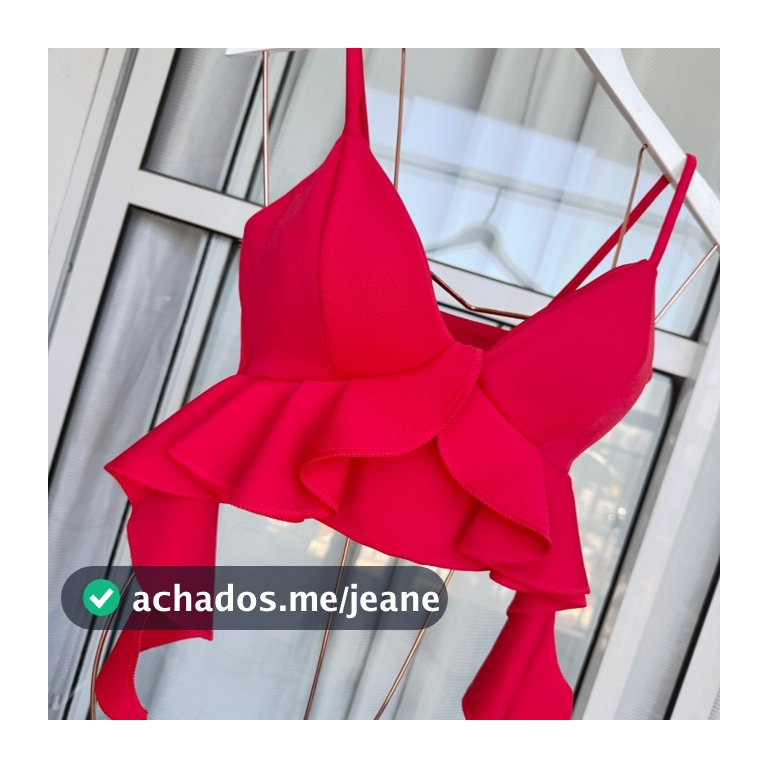 LCQ Cropped Babado Com Bojo Moda Feminina 156
