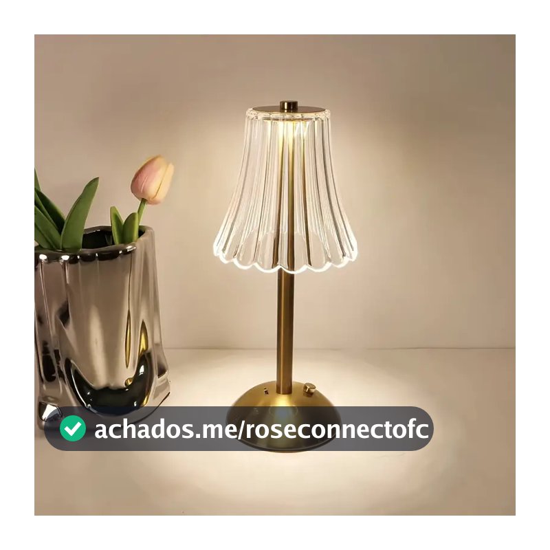 Abajur Recarregável de Mesa dourado Aço inoxidável Luz Touch sem fio LED Luminária de mesa P/quarto