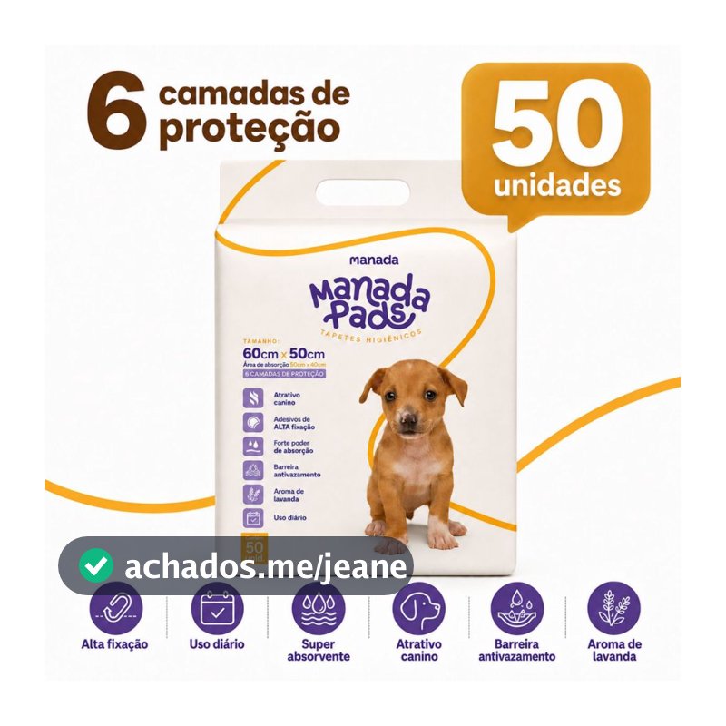 Tapetes Higiênico Para Cães Manada Pads Neutro 50cmx60cm 50Un
