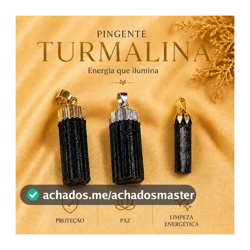Pingente Turmalina Bruta Natural Proteção Prateado Amuleto Escudo