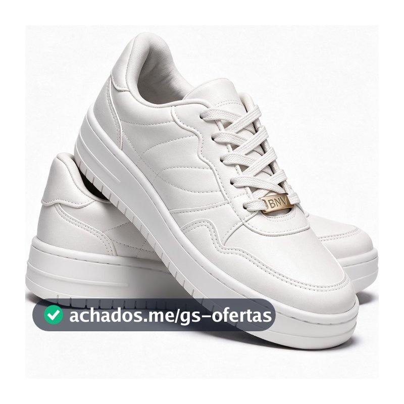 Tênis Feminino Plataforma Casual Benévola Branco Preto Macio Sapatenis Confortável Estiloso Leve