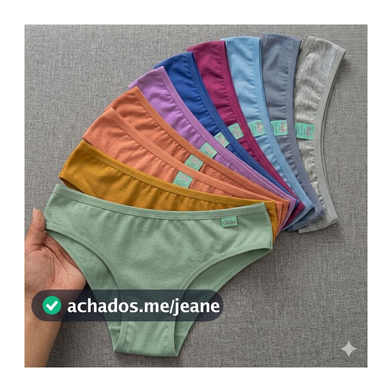 Kit 10/5 Calcinha 100% Algodão Feminina Conforto Lisa Antialérgica Lingerie Mulher Dia a Dia Cores