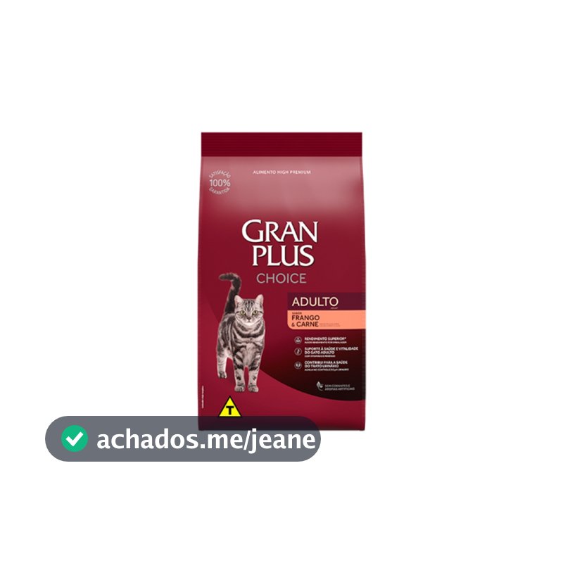 Ração Gatos Adulto Choice Frango E Carne 10,1kg Gran Plus