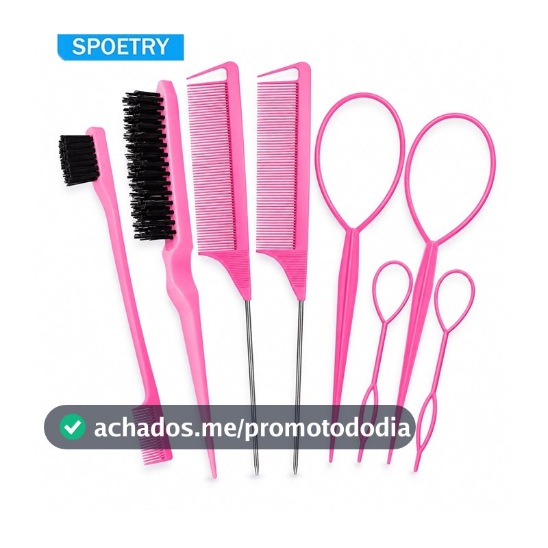 SPOETRY Kit 8 Peças Profissional para Modelagem e Tranças com Cortador Incluso