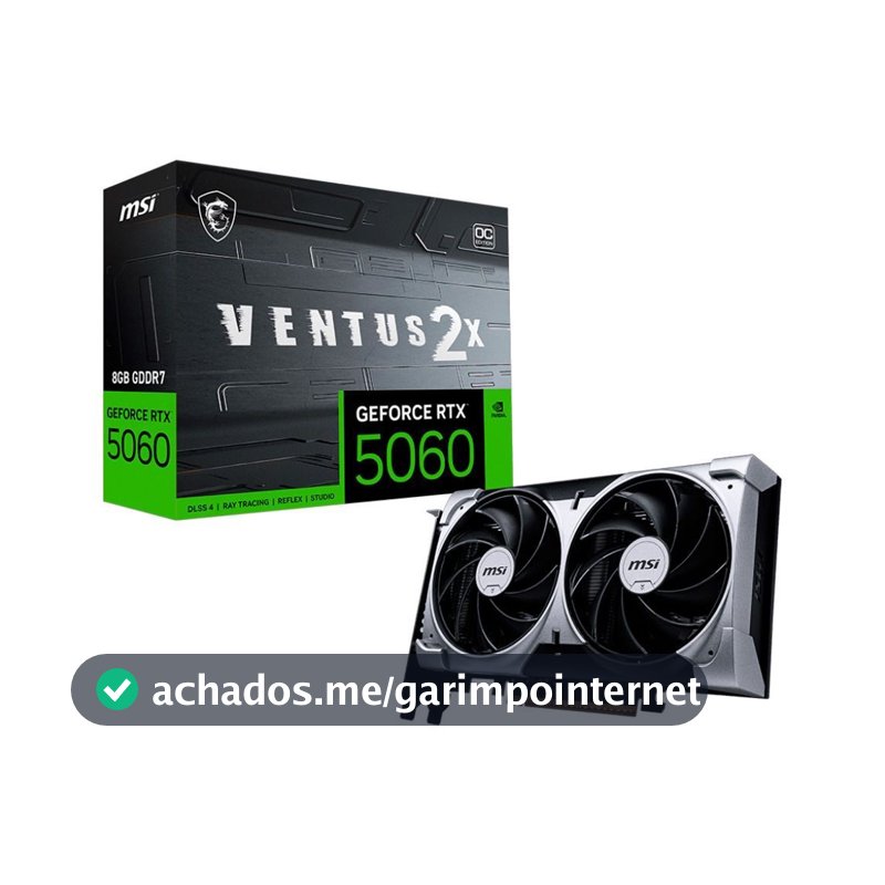 Placa de vídeo NVIDIA GeForce MSI RTX5060 8GB VENTUS 2X OC Blackwell - 912-V537-017