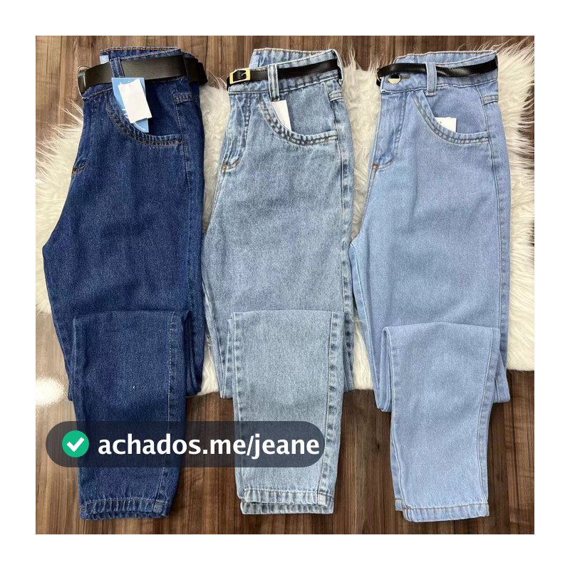 Calça Jeans Mom Com Cinto Feminina Cintura Alta