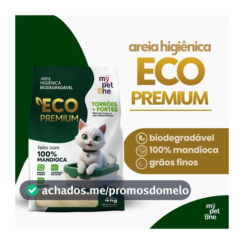 Areia Biodegradável 100% Mandioca para Gatos Cat Bio Eco Premium Grãos Finos MyPetOne - 4Kg