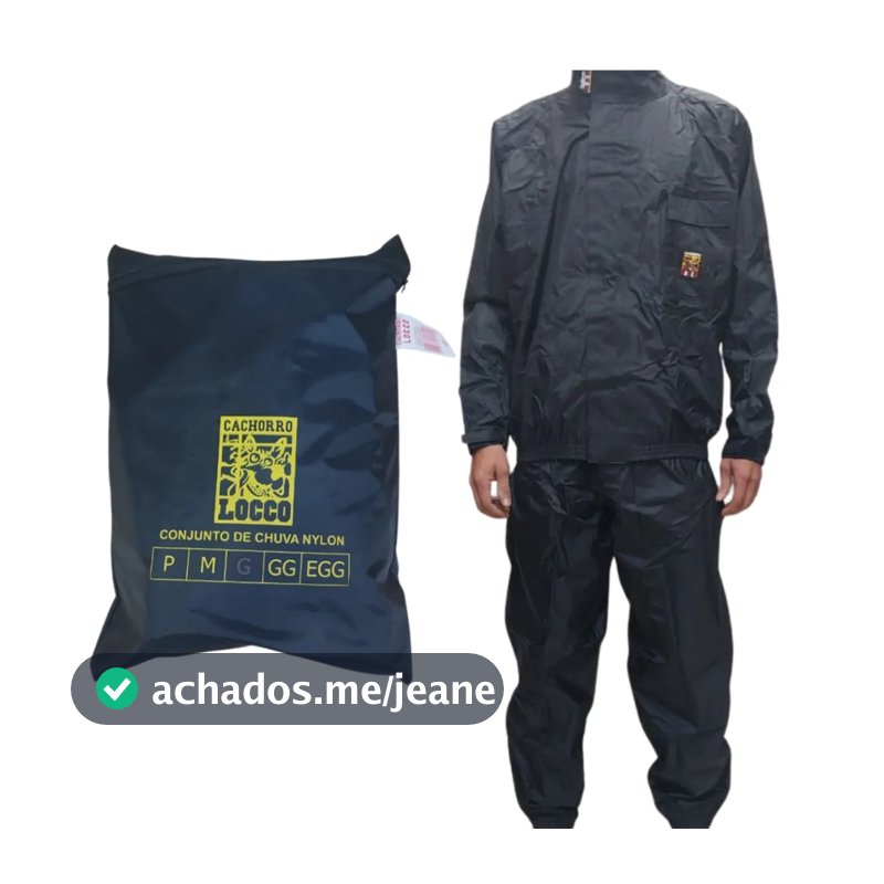 Conjunto/Capa de Chuva Cachorro Loco Masculino Nylon Impermeável Resistente