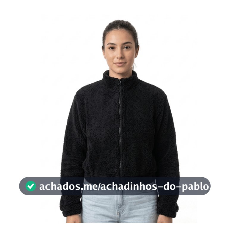 Casaco Feminino Teddy Peluciado Cropped Inverno Jaqueta Fleece Quentinha com Zíper Moda Feminina Moda Outono Inverno