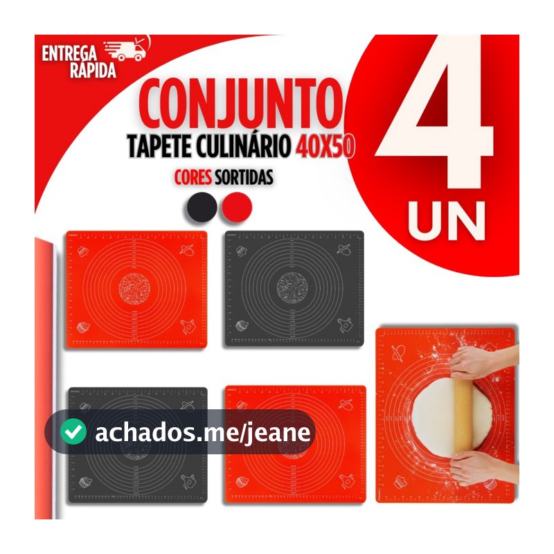 Tapete Silicone  de 1 a 4 unidades Confeitaria Massas Bolos 40 X50cm Premium Utilidades Qualidade