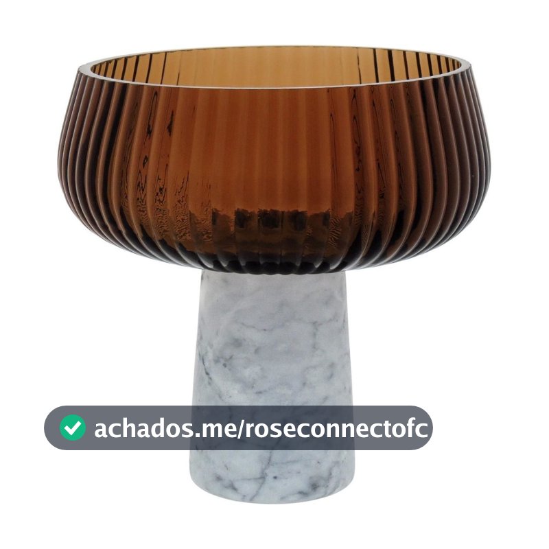 Centro Beretta de Mesa Fruteira Cozinha Multiuso com Pé Vidro 18x18x18cm Âmbar