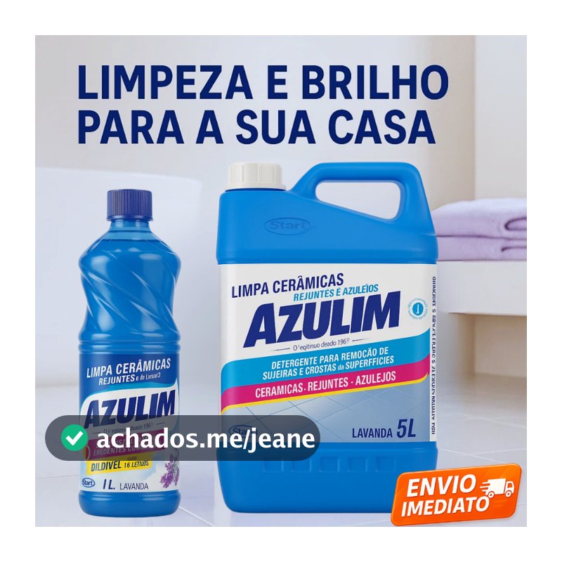Limpa Cerâmicas Azulejos e Rejuntes AZULIM Lavanda Tira manchas 1L e 5L