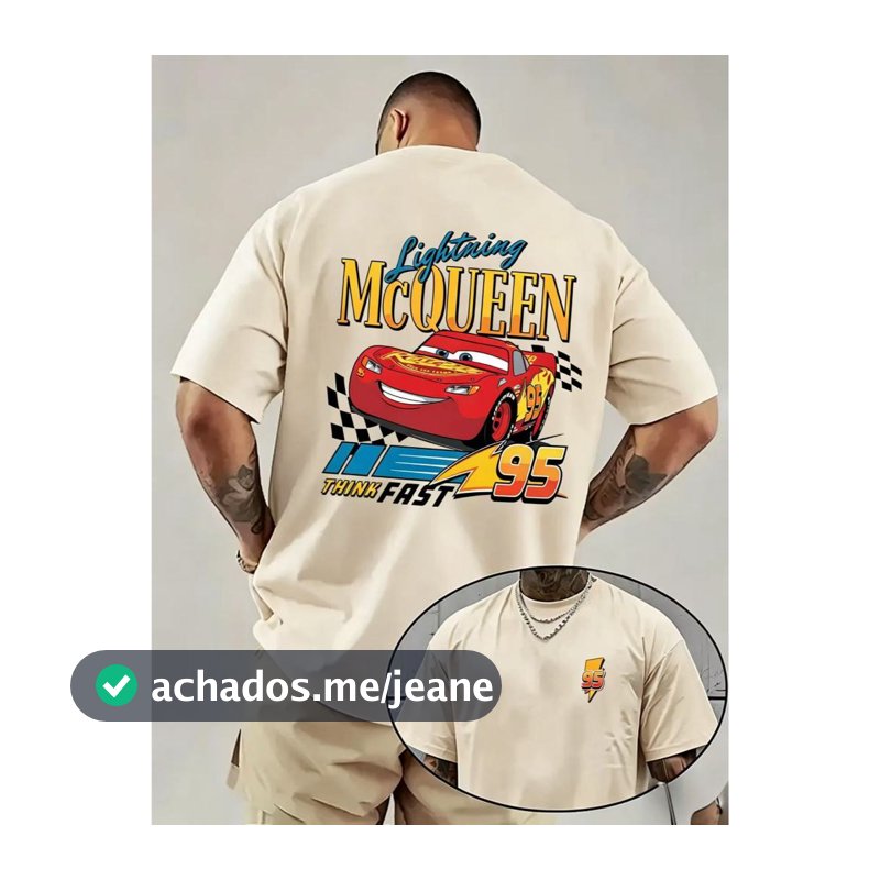 camiseta100% algodao Estampa Lightning McQueen Camisetas Femininas da Moda Camiseta Unissex de alta qualidade